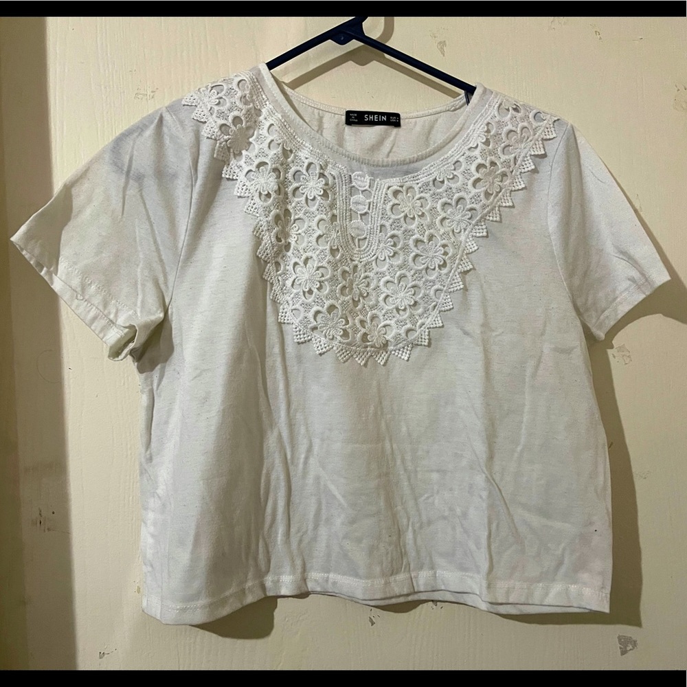 White Lace detail shirt